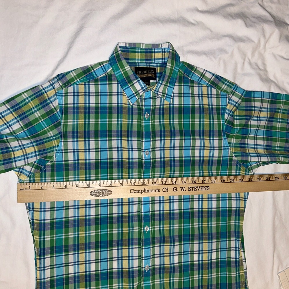 NWT Cremieux‎ mens shirt Size M short sleeve blue and green plaid 100% cotton - Picture 9 of 9